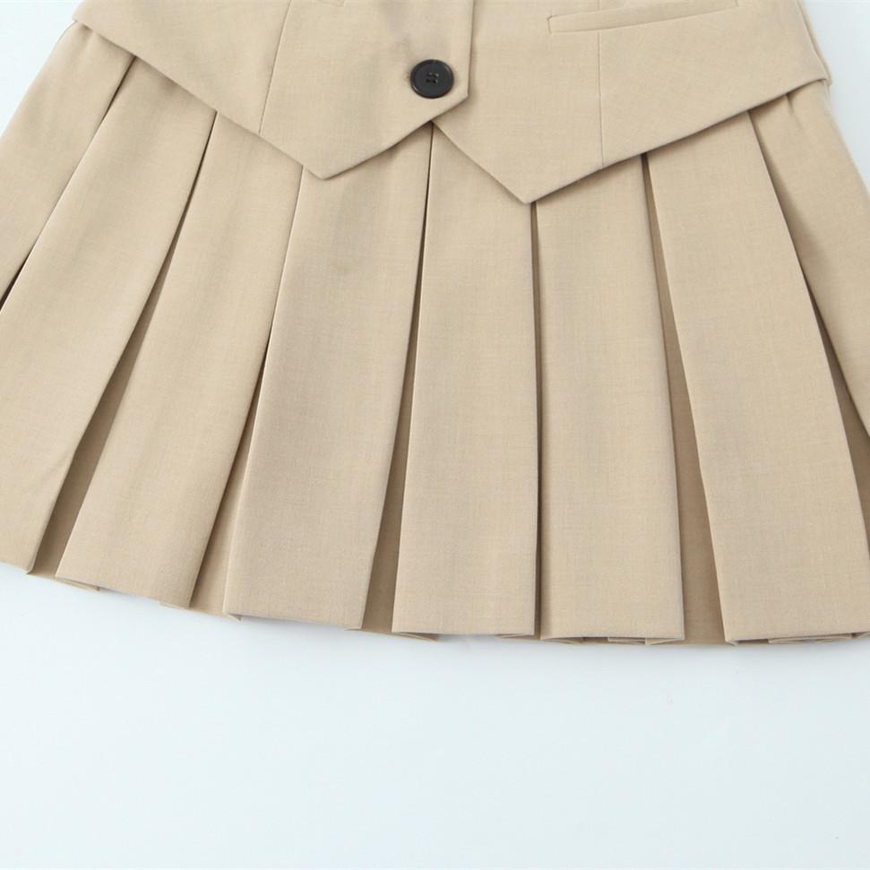 2025 Spring Women's Slim Fit Versatile V-Neck Pleated Vest Dress