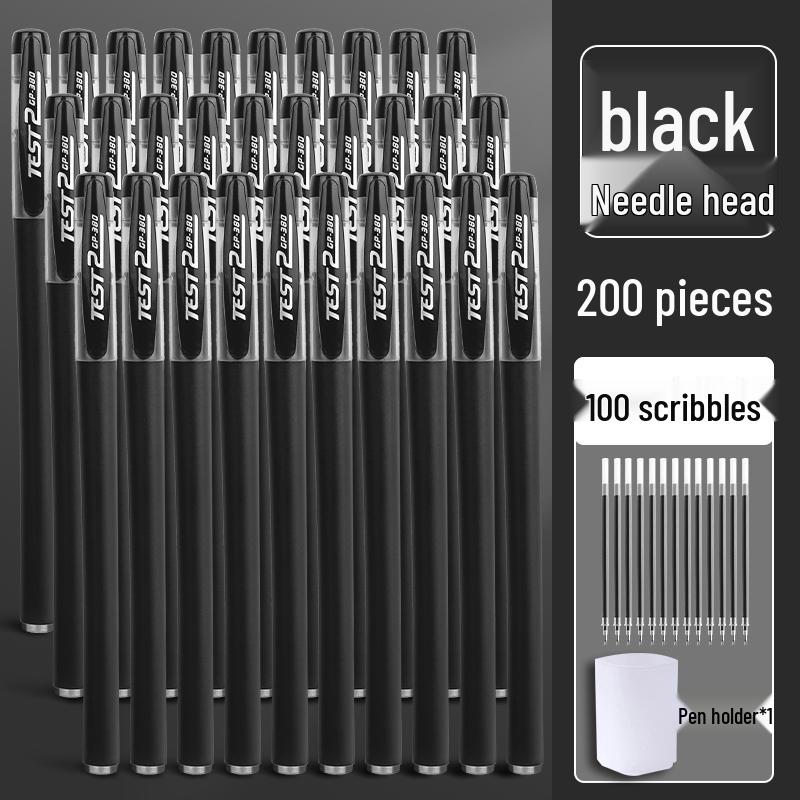 500 Neutral Exam Pens: Student 0.5mm Black Carbon Water-based Sign Pens with Refills