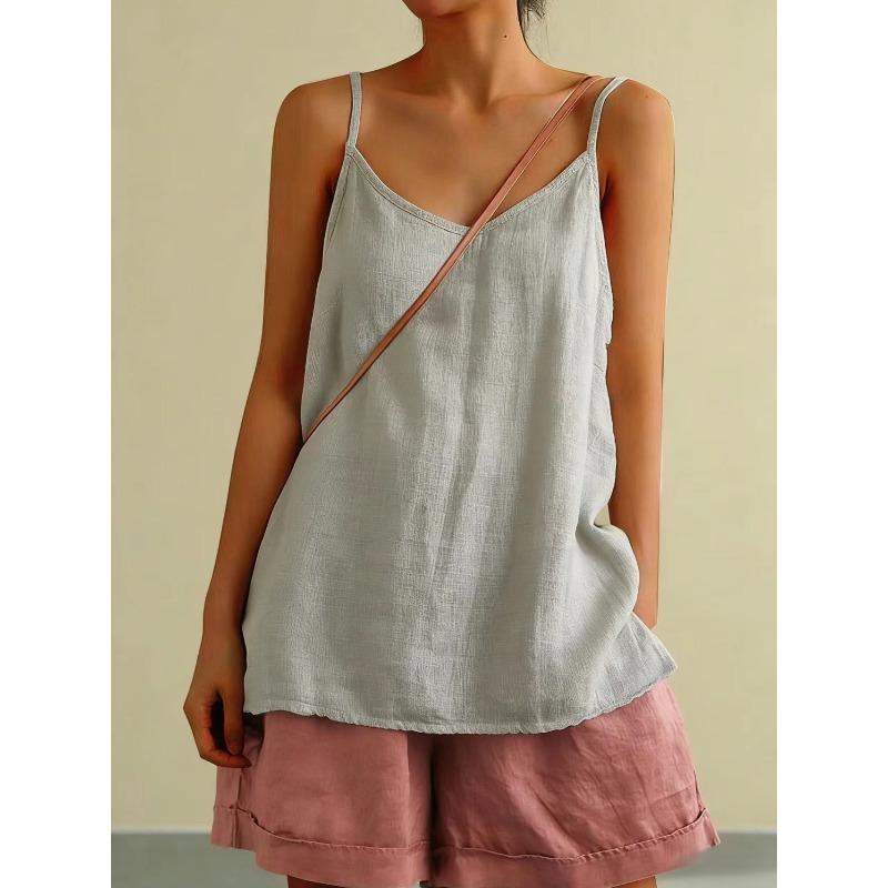 TIFICY Camicette e camicie senza maniche con scollo a V, stampa tinta unita, moda casual estate primavera da donna