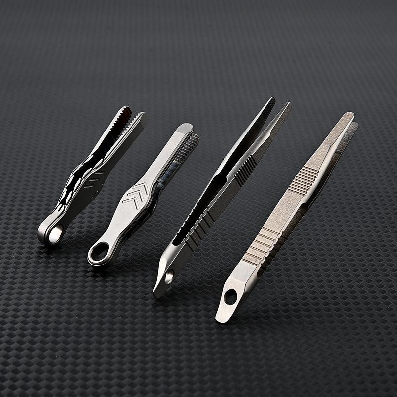1Pc Mini Tweezers Small Tc4 Titanium Alloy Clip Portable Tweezers Nipper Edc Outdoor Tool Outdoor Pocket Maintenance Tool