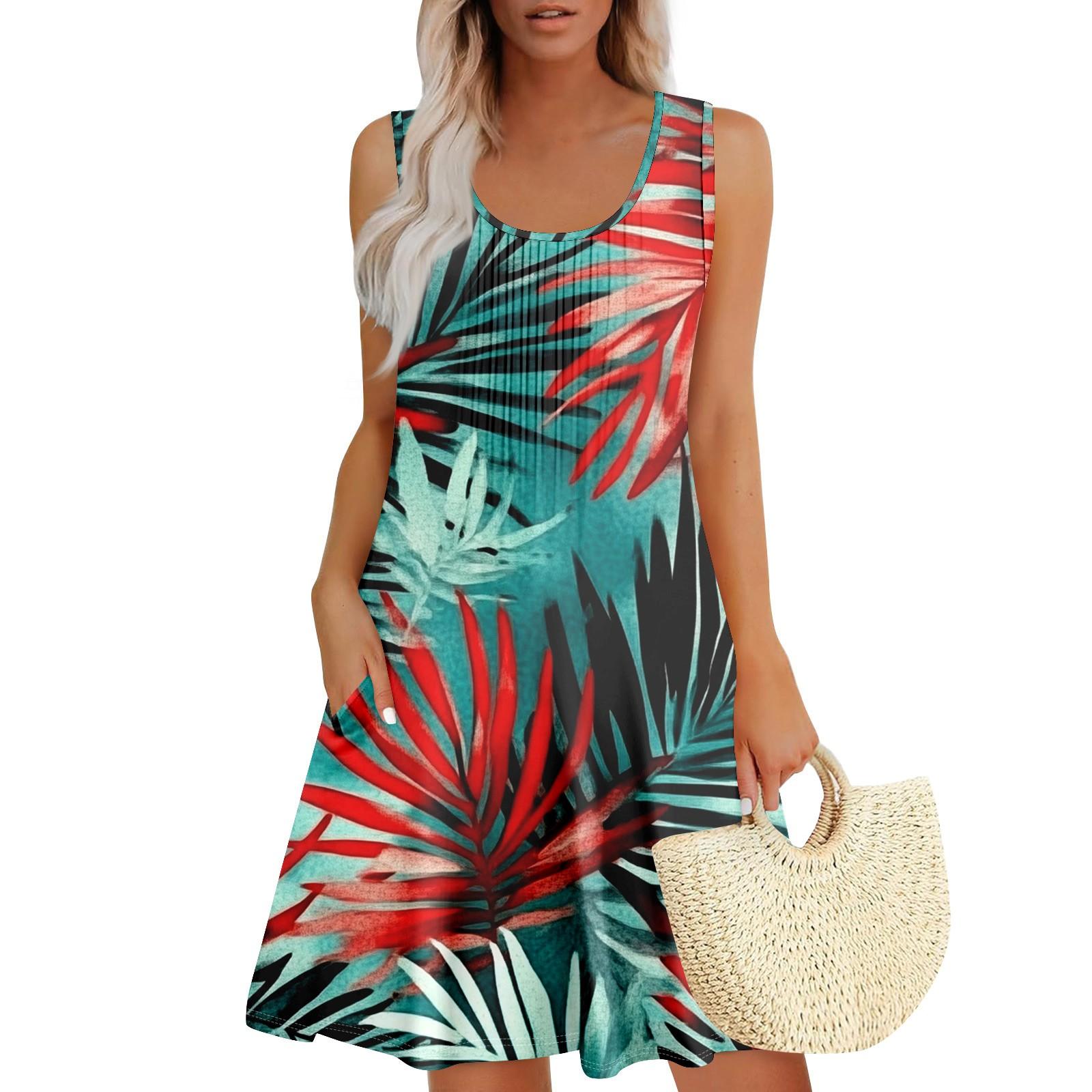 

Женский повседневный сарафан с карманами, летнее пляжное платье в стиле бохо, праздничное платье для женщин, платья-майки M