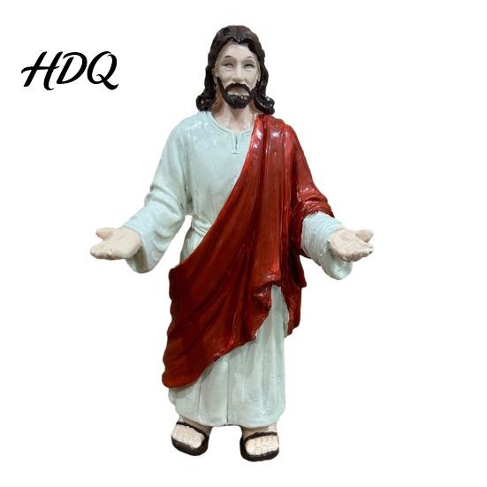 Jesus Figurine 5 Inch with Open Arm Hand Painted Religious Outstretched Hands Figure Statue Resin Christian Sculpture for Spiritual Collection