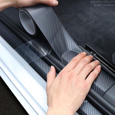 Autocollant 3D Nano Fibre de Carbone pour Voiture - Anti-Rayures et Imperméable Protégez Votre Voiture Film de Protection Autocollants Latéraux de Seuil de Porte Auto