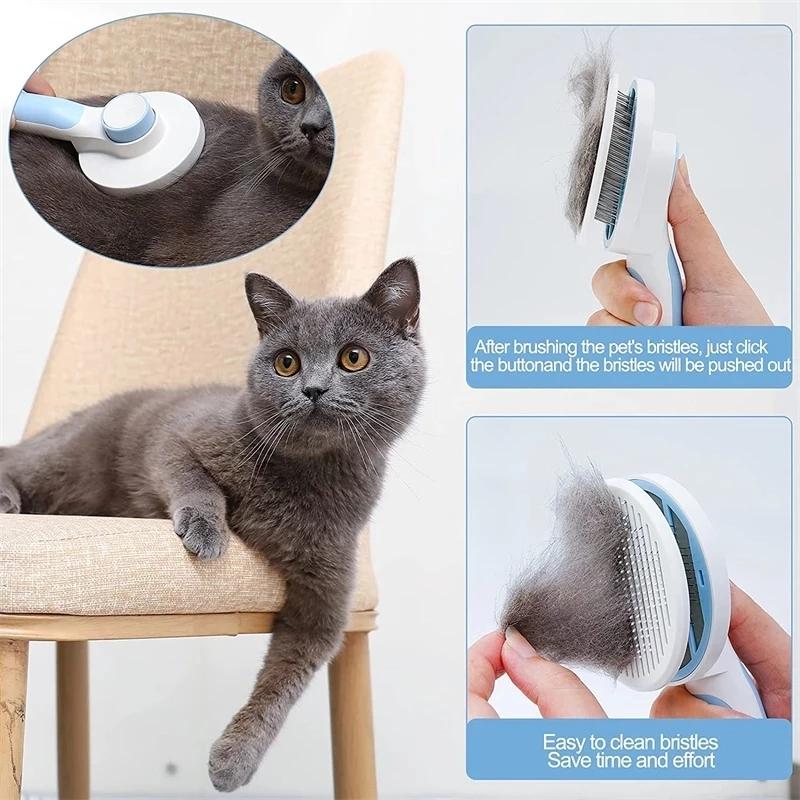 Self Cleaning Slicker Brush for Dog and Cat Removes Undercoat Tangled Hair Massages Particle Pet Comb Pet Supplies