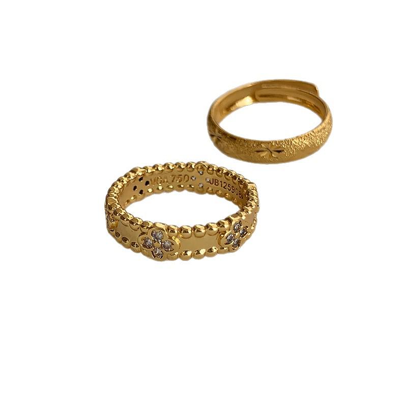 Gold-Plated Zirconia Flower Pleated Ring - High-End Fashion Luxury Index Finger Jewelry.