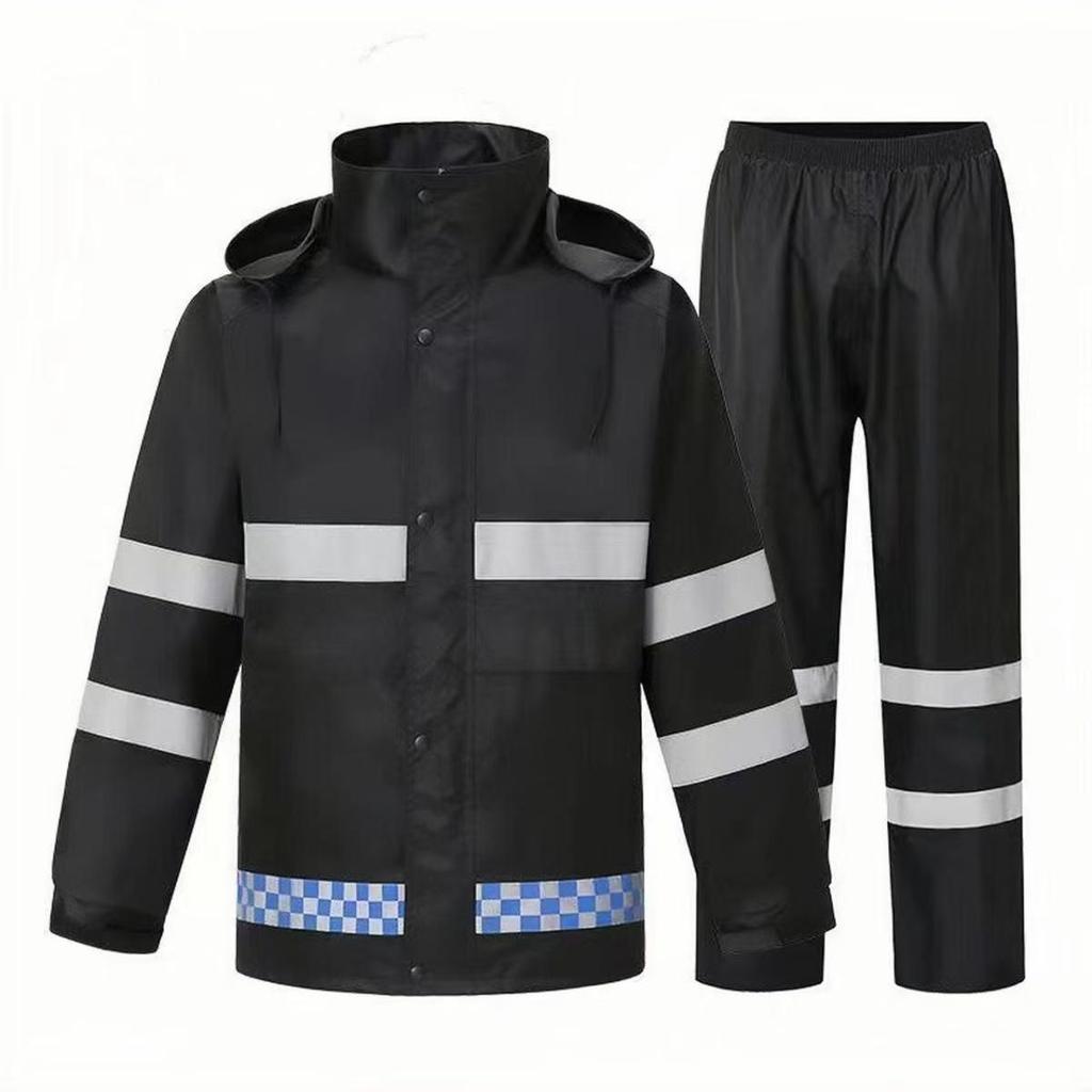 Set Impermeabile e Pantaloni Riflettenti 150D: Spalle scoperte, Spessore maggiorato, Protezione integrale per lavori gravosi e sotto la pioggia battente.