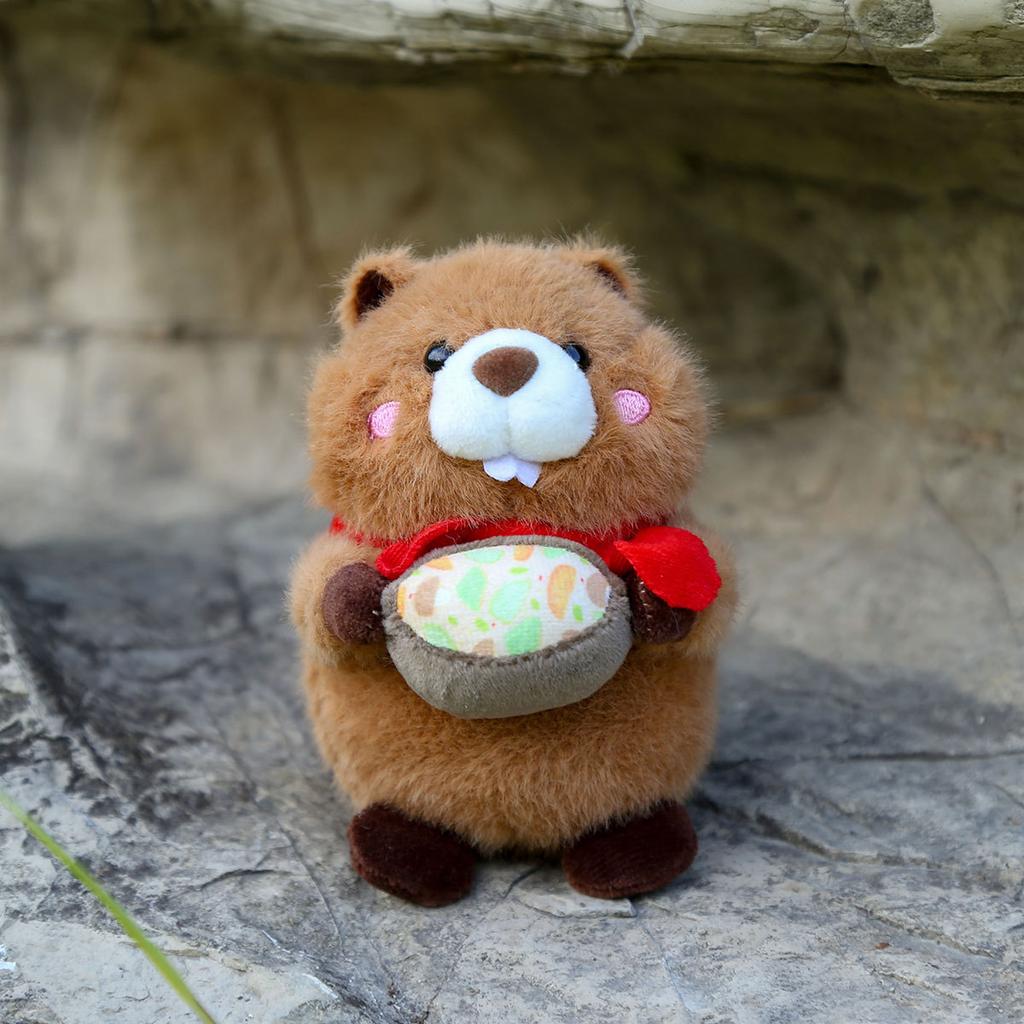 Bowl Groundhog Pendant Keychain Doll Accessories Plush Toys Girls Gifts Backpack Pendant Dolls