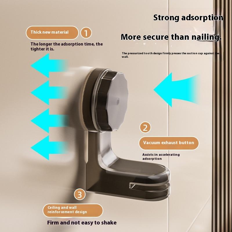 Adjustable No Drill Towel Rac Strongest Suction Cup 360 Rotate Bathroom Storage Space Saving Telescopic Rod Easy Install