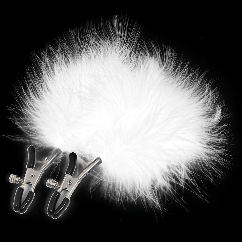 SM Sexy Colorful Feather Nipple Clamps Stainless Steel Metal Massage Breast Labia Clitoris Clips