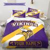 Benutzerdefinierter Name Minnesota Vikings 3 Muster Bettwäsche Steppdecke Set Heimdekoration Geschenk (1 Bettbezug + 2 Kissenbezüge (ohne Füllung))