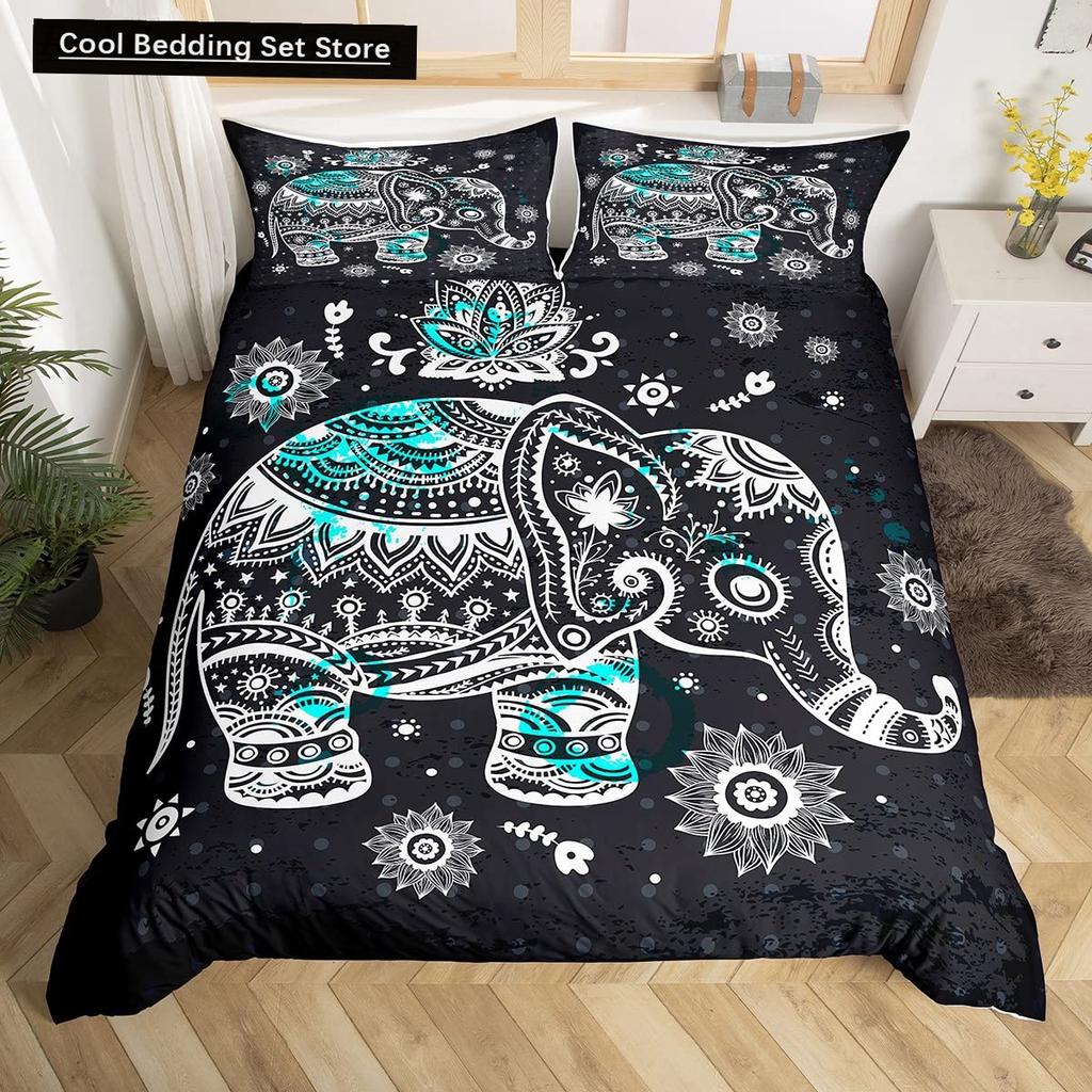 Tribal Ethnic Elephant Duvet Cover Exotic Style Bedding Set Boho Mandala Flower Paisley Quilt Cover Polyester Comforter Cover
