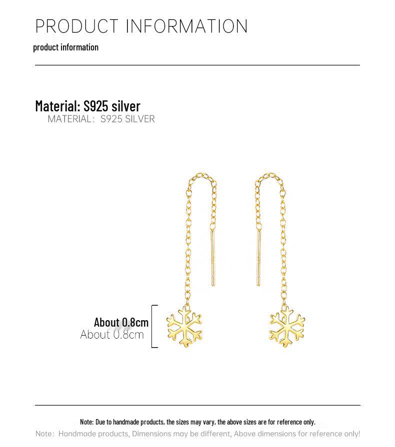 Banyan Tree S925 Silver Snowflake Tassel Earrings for Women – Korean Style
