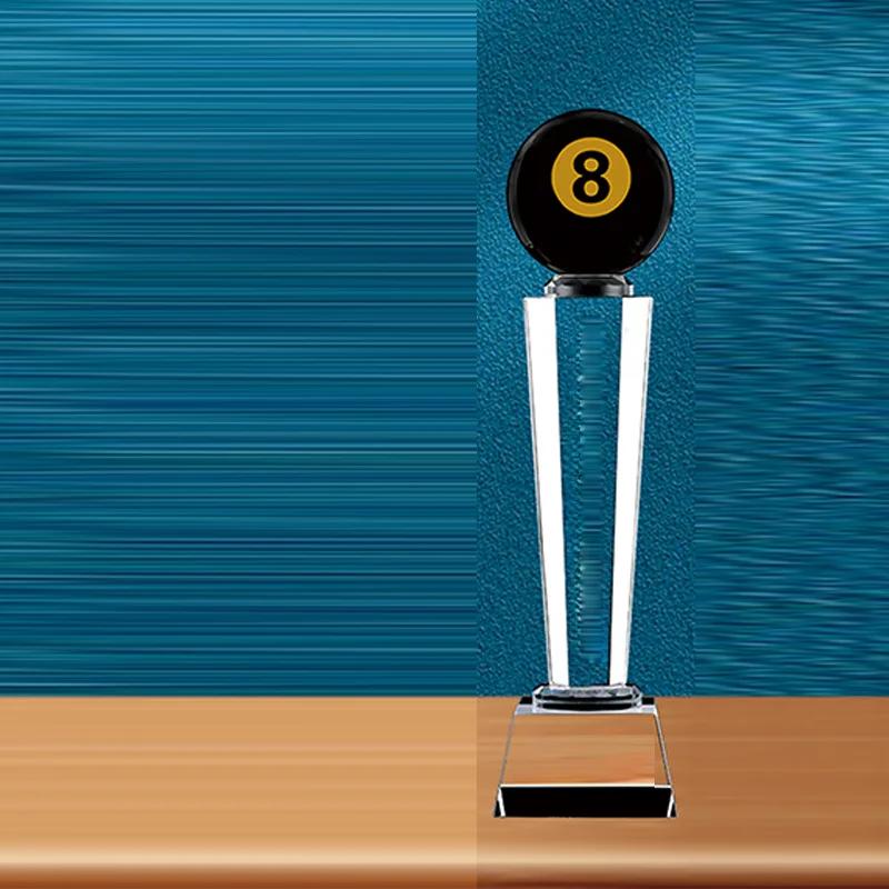Customized Black Billiards Crystal Trophy, School annual Meeting Sports Award, Competition Snooker Ball Trophy, Souvenir, 1Pc
