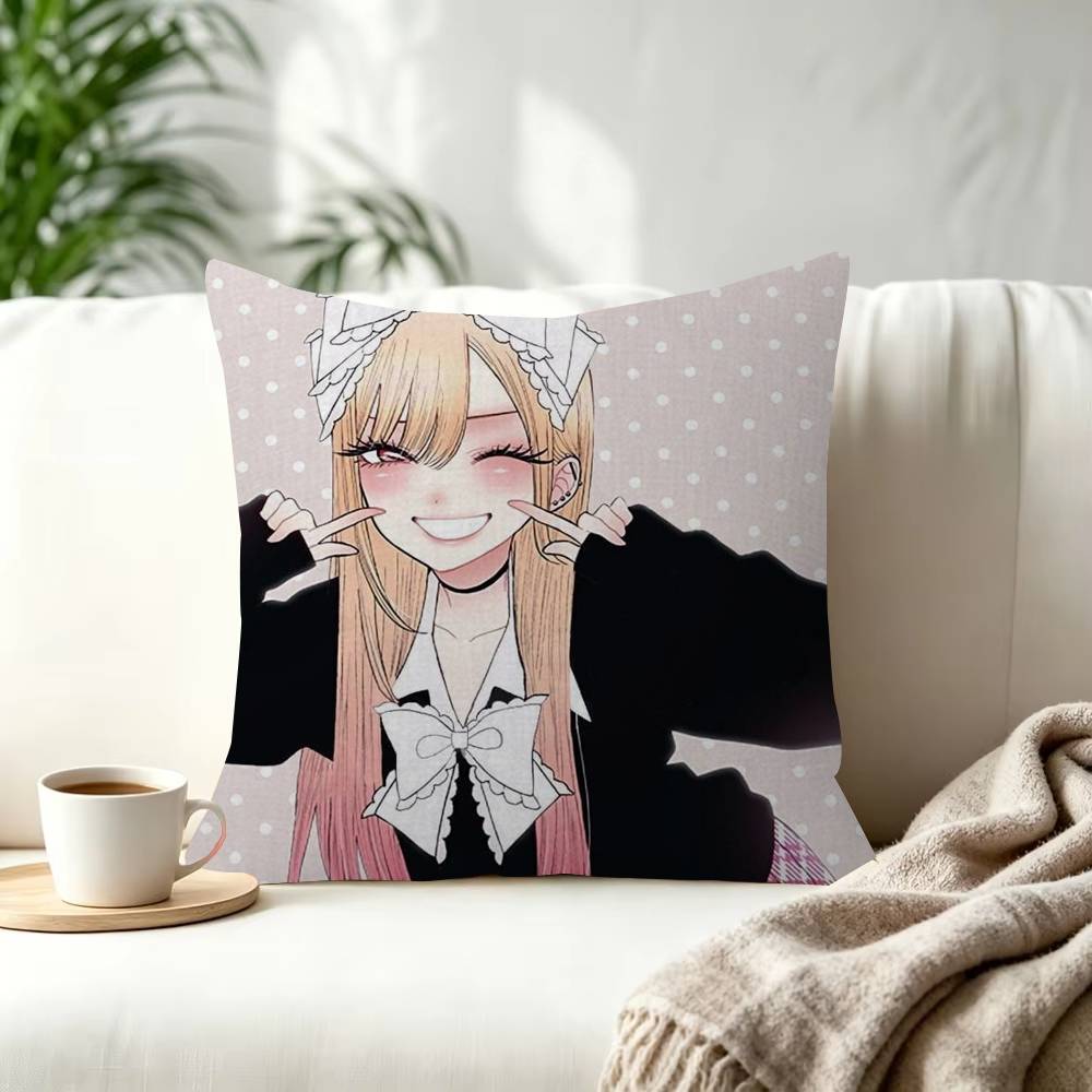 Kwaii Anime MMarin Kitagawa Decorative Polyester Throw Pillow Cover Square Suitable for Home Office Coffee Shop Decor