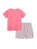 European Unicorn Print Girls' T-shirt & Plaid Shorts Set - Knitted Cotton