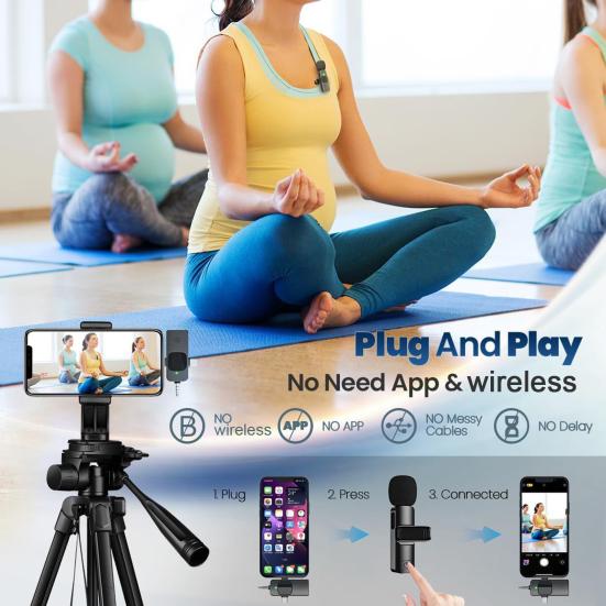 Wireless Lavalier Microphones Highly Sensitive Clear Sound Intelligent Noise Reduction Universal Wireless Clip-On Microphones Set