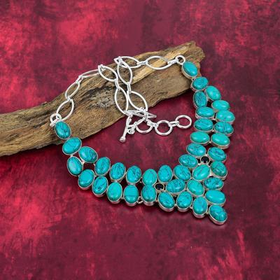 Santa Rosa Turquoise 925 Solid Sterling κολιέ, χειροποίητο κολιέ πολύτιμος λίθος κοσμήματα, δώρα για τη σύζυγο Ολοκαίνουργιο κολιέ