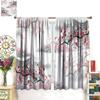 Asian Cherry Blossom Curtains   Retro Simple Red Japanese Ink Landscape Plum Blossom Window Treatments Drapes for Girls Living Ro