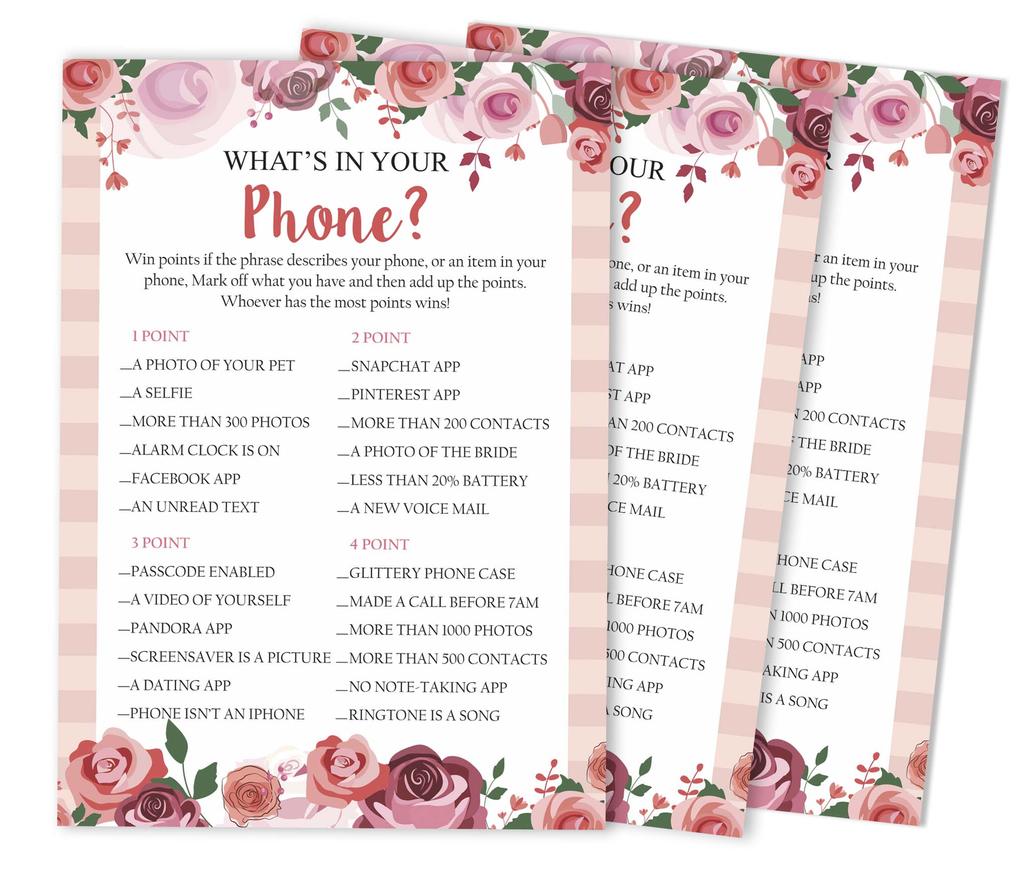 Inkdotpot 50A  FloralA  BingoA  GameA  CardsA  For Bridal Wedding Shower Bachelorette Party Bulk Blank Square Fill In Gift