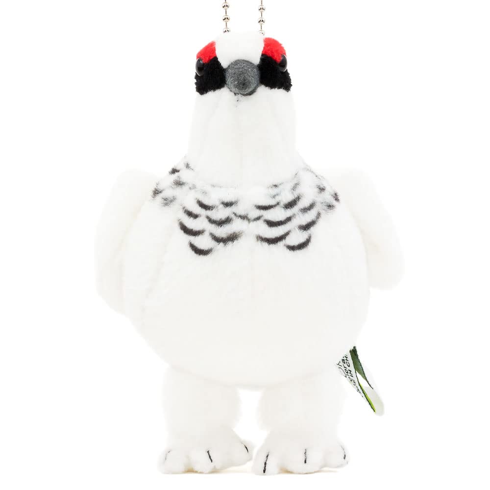 [COLORATA] Colorata Plüschmaskottchen - Japanisches Felsenhuhn (Wintergefieder) (Realistische Vogelkette enthalten) Niedlicher Vogel Schlüsselanhänger Puppe Geschenk