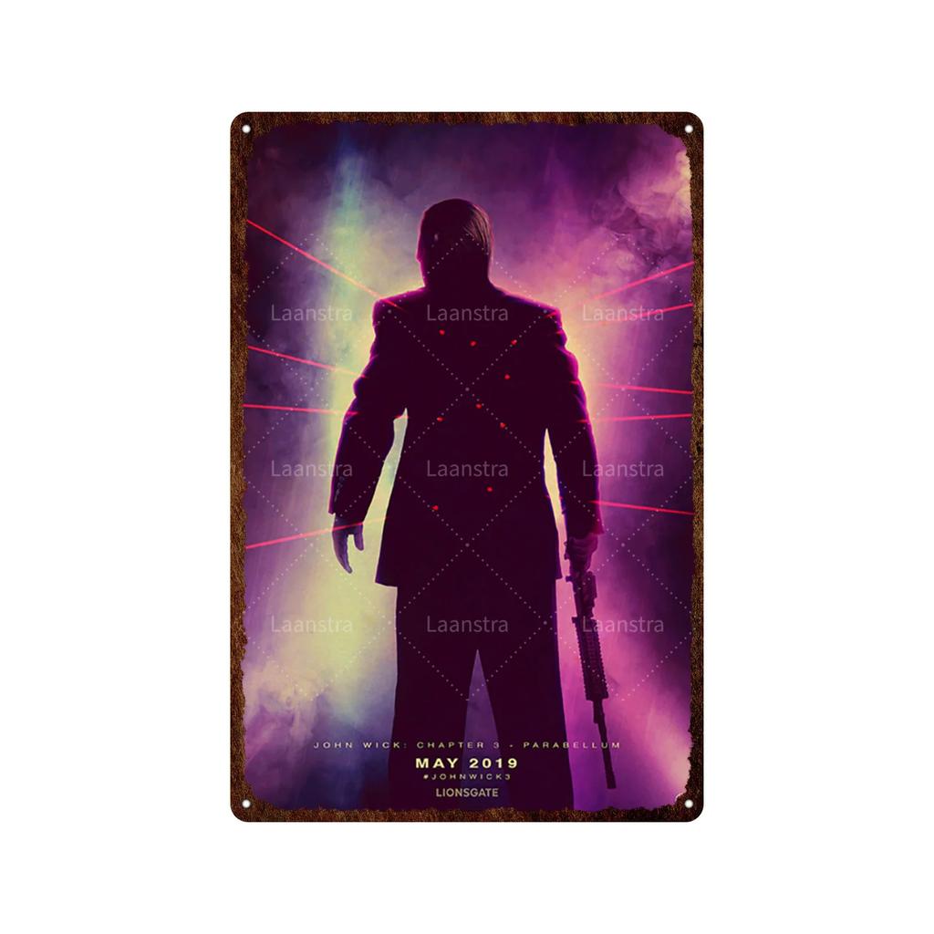 Vintage Movie Poster John Wick Poster Metal Sign Decorative Tin Painting Home Cafe Bar Kraft Poster Wall Sticker Decoration