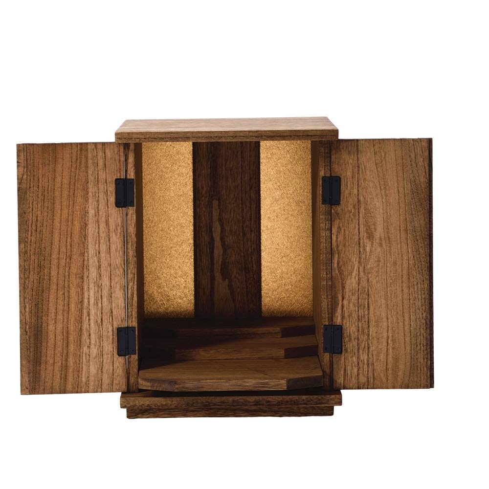 KIRIGEN Buddhist Altar, Mini Altar, Small, Compact, Modern, Furniture-Style Buddhist Altar Accessories, Memorial Box, Brown