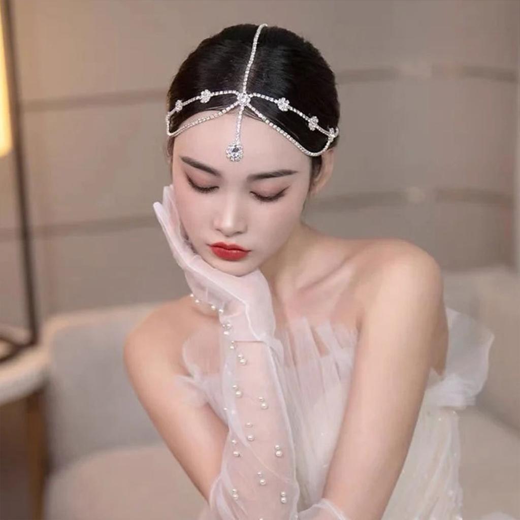 Female Hairbands Headdress Luxurious Drops Claw Chain Accessories for Banquet Wedding Dresses Skirts