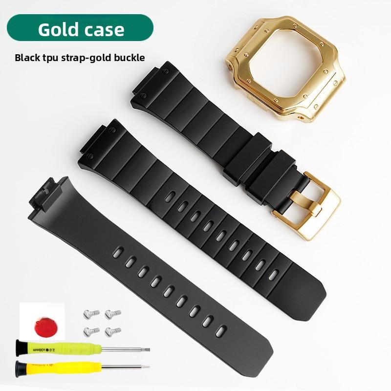 For Casio DW5600 GW-B5600 3229 small square series Modification Stainless Steel Metal Case watchband Rubber Strap men Bracelet