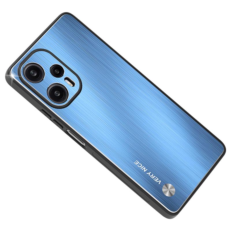 

Brushed Phone Cover for Xiaomi Redmi Note 12 Turbo/Poco F5 5G TPU Frame Aluminium Alloy Back Cell Phone Case Blue