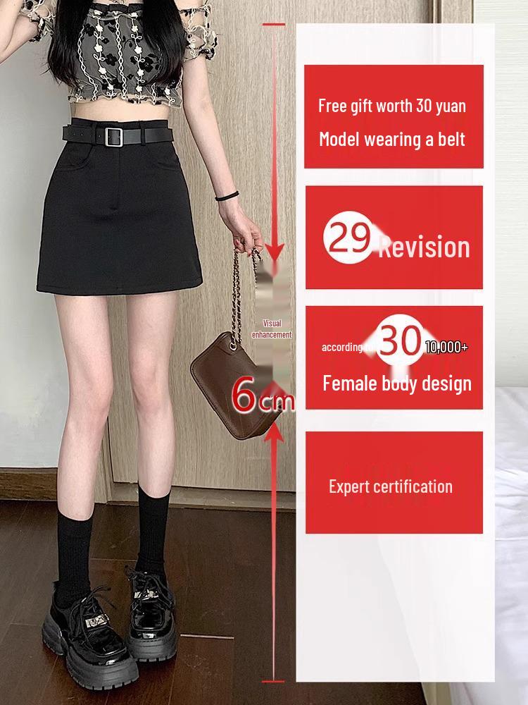 2024 Grauer Schlankmachender A-Linien Bleistift-Midirock mit Hoher Taille für Damen