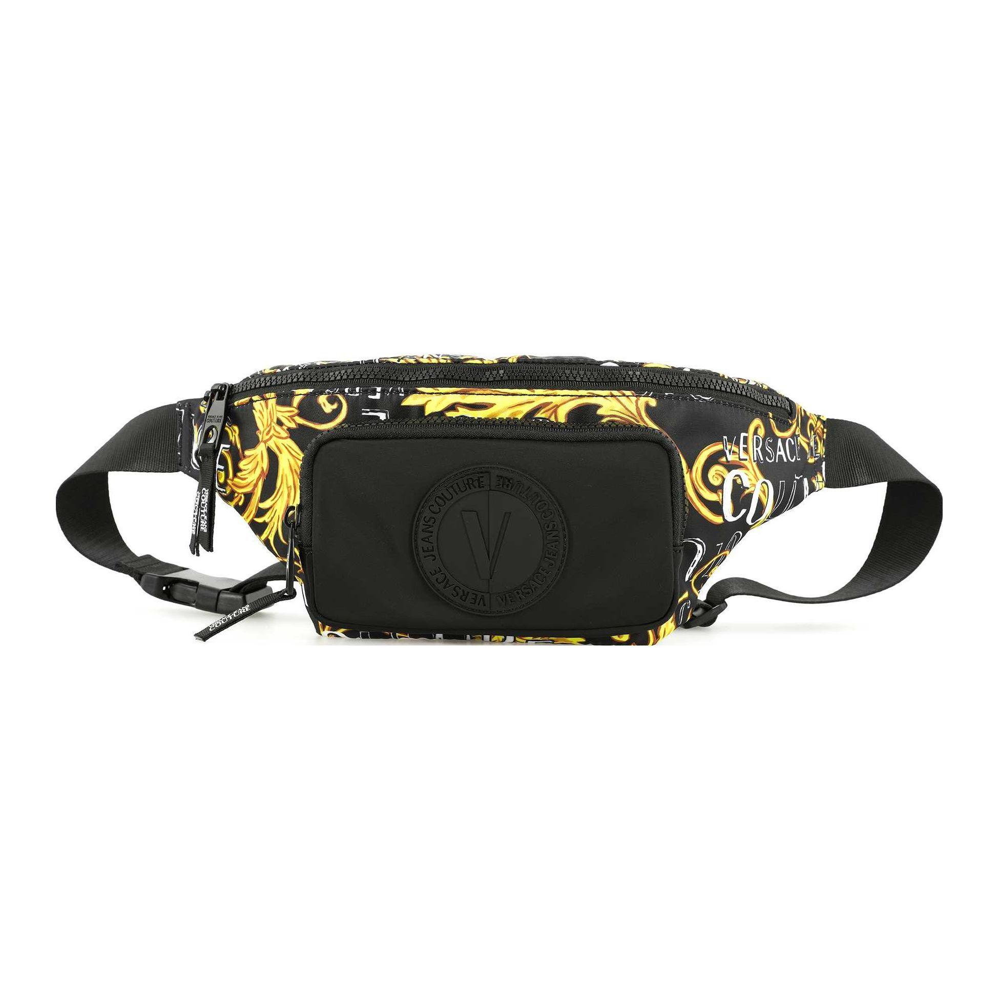

Versace Jeans Couture Solid Buckle Pattern Print Zipper Closure Waist Bag Crossbody Shoulder Bag Men bags Black 74YA4B72-ZS588-G89 Basic Set (Bag+Dust Bag)