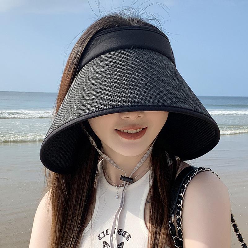 

Empty top hat foldable raffia sunshade surround hat straw hat sun protection women s sun protection hat summer women s hat versatile 55--59