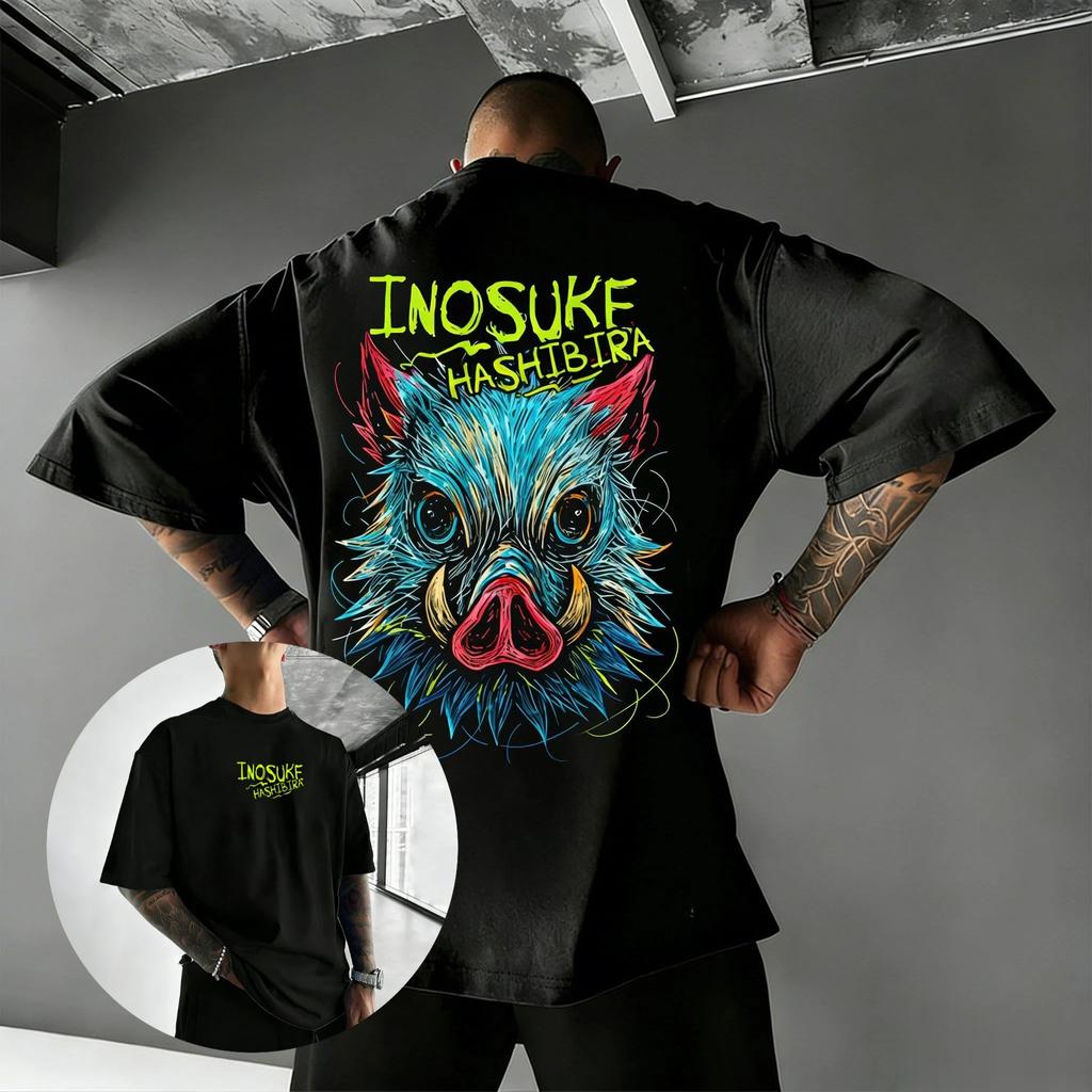 Demon Slayer Inosuke Anime T Shirt Mens 2026 Summer Fashion Short Sleeve Tee Casual Tops Graphic Print Streetwear Y2k Clothes