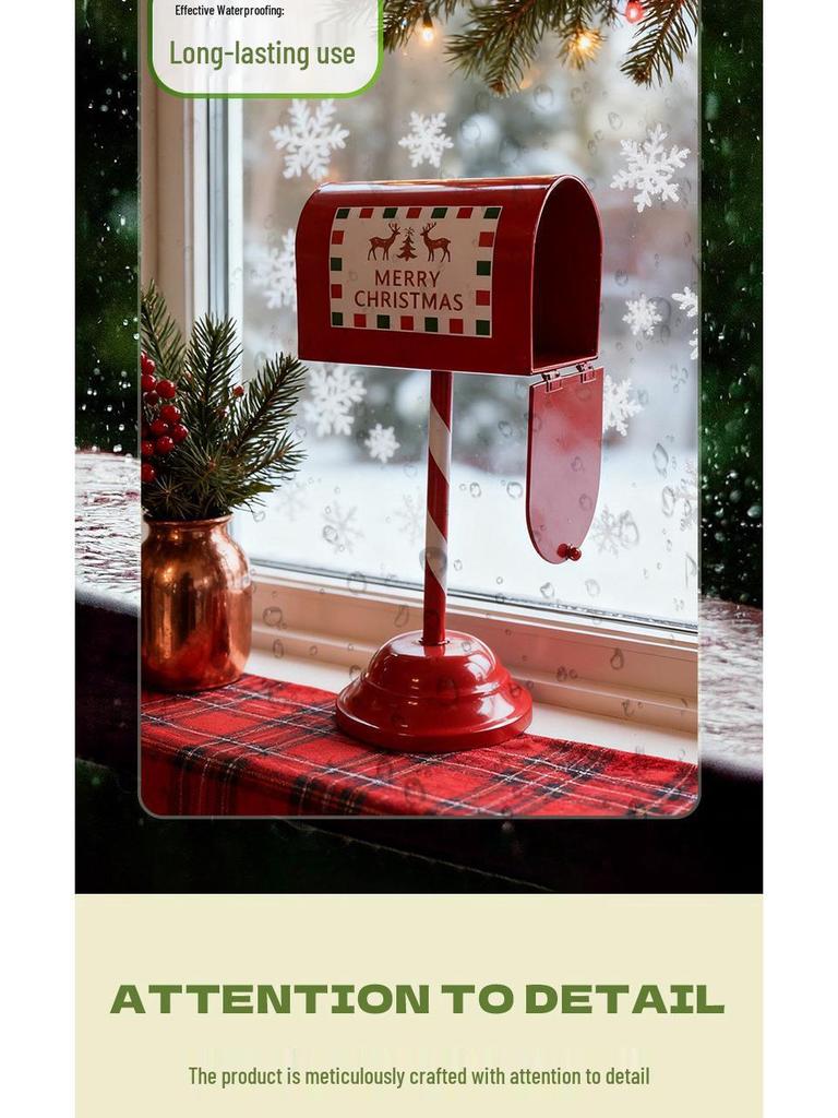 Iron Art Christmas Mailbox Ornament - Festive Indoor Decoration and Gift Stand