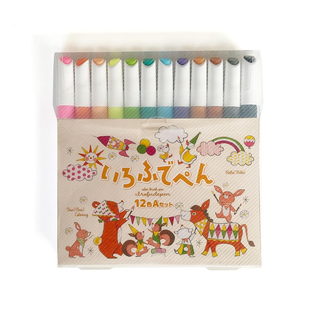 Kokuyo Colored Brush Set Pen, Water-Based, 12-Color A, KE-AC45-12A