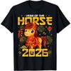 Année du Cheval 2026 Nouvel An Lunaire Nouvel An Chinois T-shirt Unisexe pour Femmes Cheval Rouge Mignon Imprimé Vêtements Décontractés Unisexe et pour Femmes