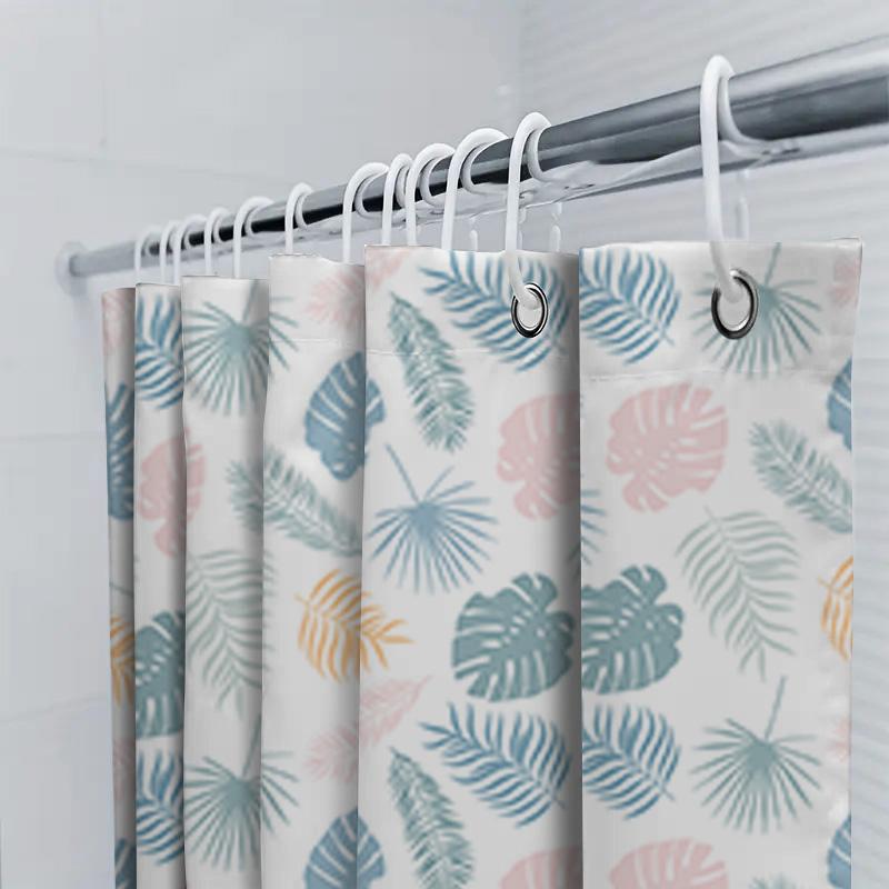 Colorful Palm Leaf Print Shower Curtain Bath Decor For Home