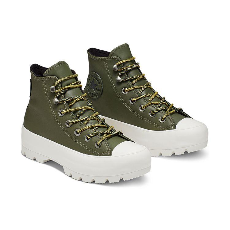 Converse Lugged Comfortable Mid-Top Canvas Shoes Women Sneakers Army-Green 566154C