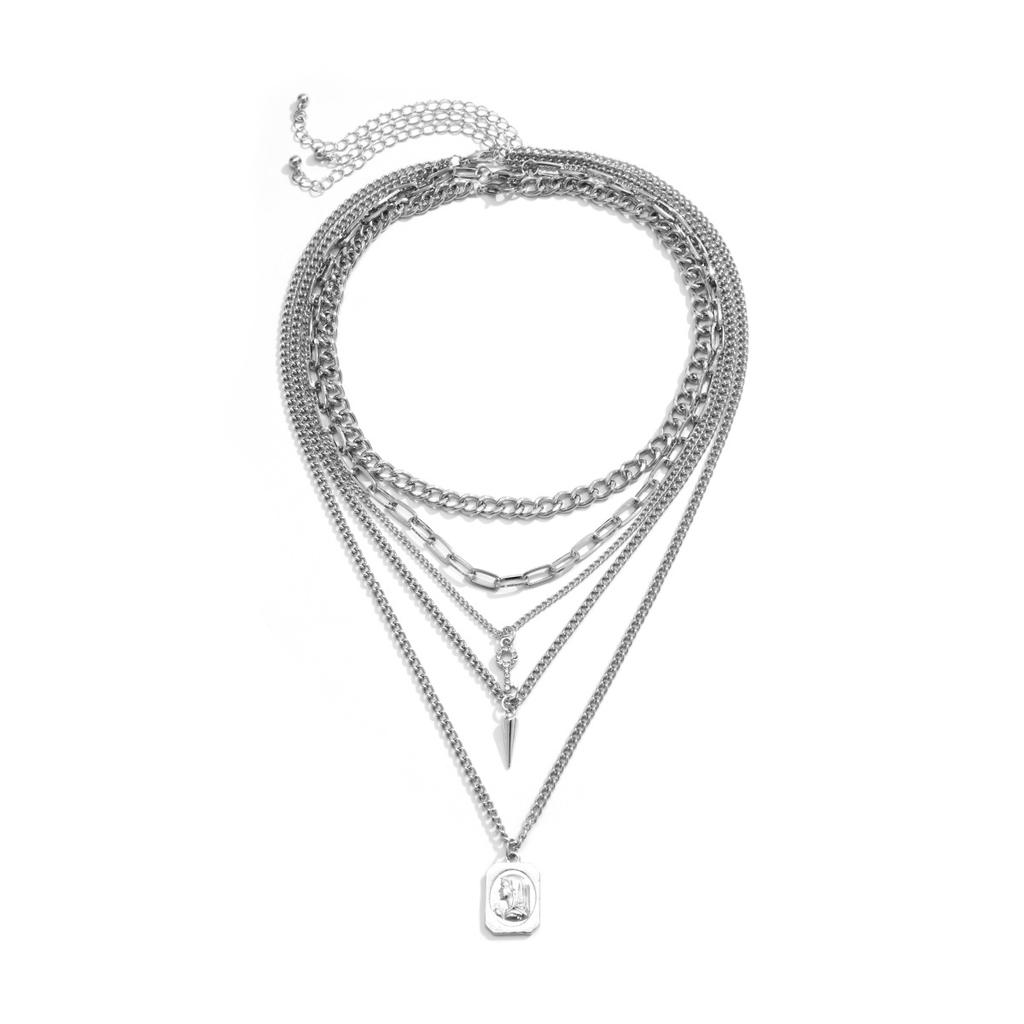 Men's Hip-Hop Metal Necklace High Street Retro Design Pendant Necklace Street Style