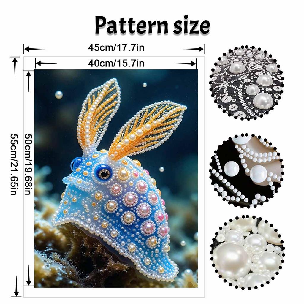 Framed Pearl Painting Kit Blue Sea Bunny Design DIY Bead Canvas Art Ready To Display Romantic Room Decor Elegant Wall Hanging Craft Gift