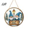 Christmas Tree Hanging Wood Decor Santa Wooden Round Wall Decor Vintage Ornaments Party Supplies Sign for Door Window Wall Farmhouse Holiday
