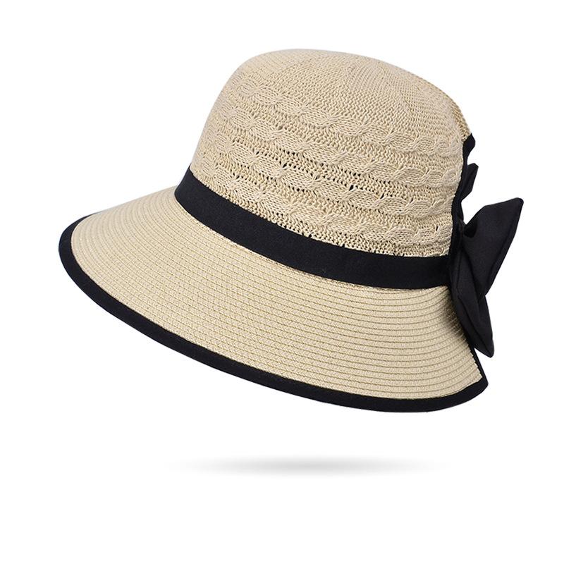 

Summer sun hat children outdoor travel sun hat fashion versatile bow ponytail hole big brim straw hat