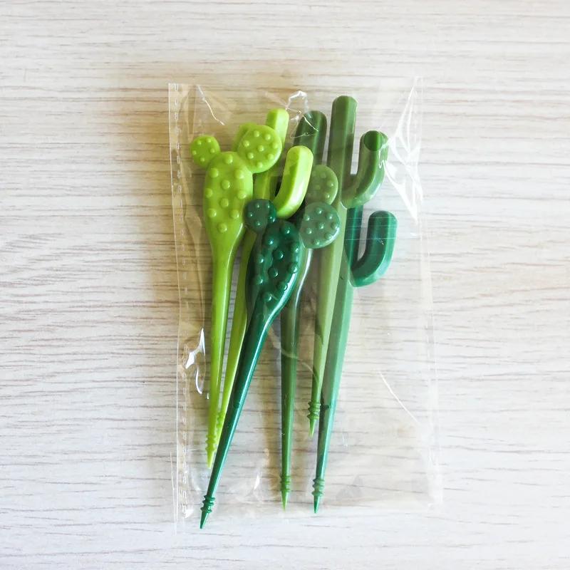 6Pcs/set Fruit Forks Party Dessert Cactus Appetizer Picks Portable Food Kids Sticks Cafe Reusable Decorative Toothpicks