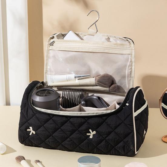 Travel Hair Dryer Bag Quilted Hair Dryer Pouch with Hook Portable Padded Hair Tools Organizer