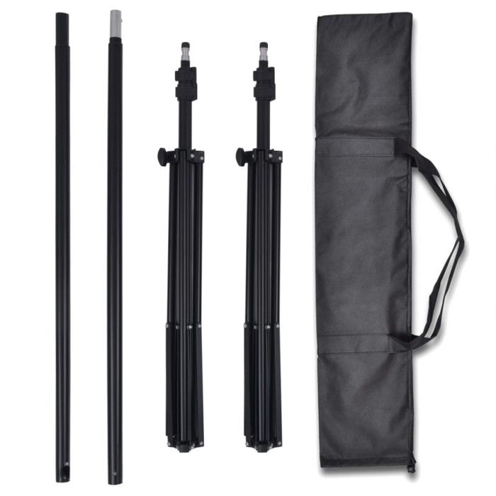 VidaXL Photo Studio Kit and 3 Adjustable Backdrops Cotton 3x5 M