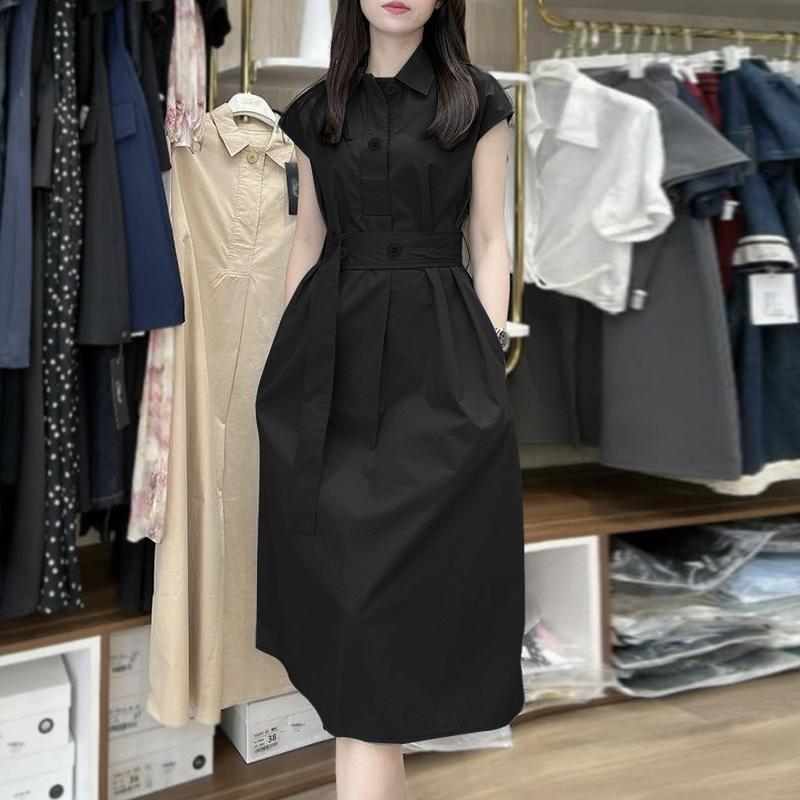 

ZANZEA Женское повседневное летнее платье без рукавов с отложным воротником 4XL чёрный