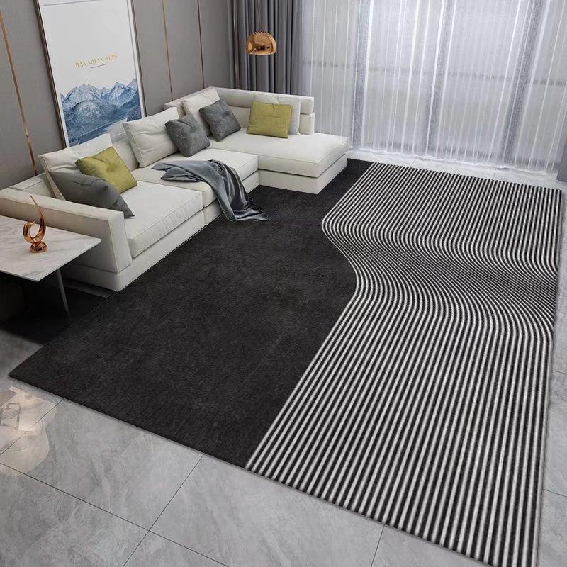 Einfacher einfarbiger Teppich Wohnzimmerdekoration Teppiche Flur Schwarz Große Flächenteppiche Schlafzimmer Bettseite Weiche Bodenmatte Rutschfest
