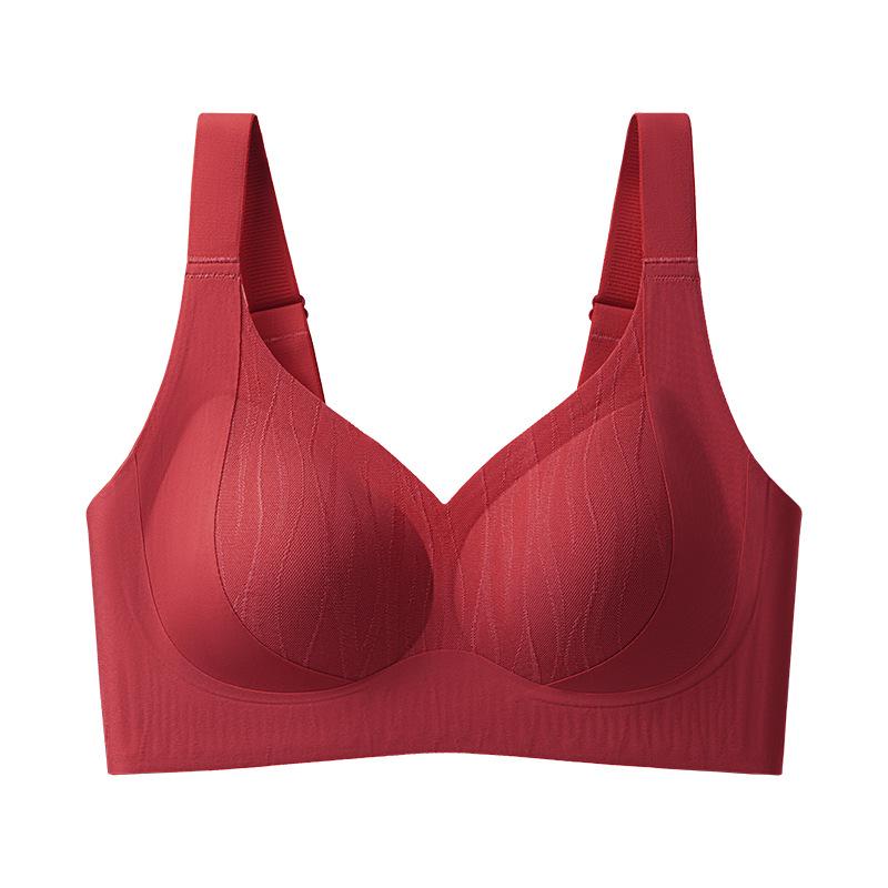 Seamless Bra Women's Jacquard Soft Support Lift Bra Gathering Bra Lace-holding Underwear Push Up Bra