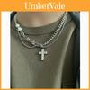 Hip Hop Cross Pendant Necklace With Polished Stainless Steel For Men And Women