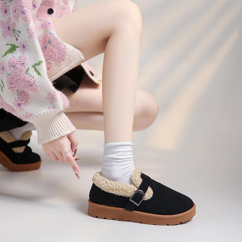 Winter Fur Shoes Women Retro Style Thick Bottom Padded Thickened Snow Boots Fashion Non-slip Versatile Good-looking Shoes